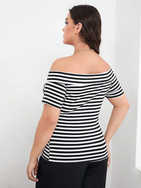 Camisa Listrada Ocasional Plus Size - Veronica