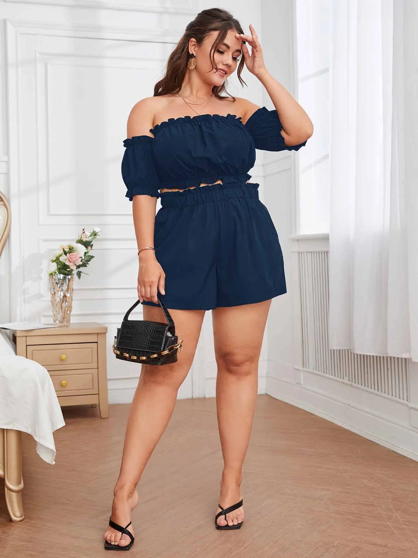 Conjunto Plus Size Casual com Babados e Cintura Franzida - Renata