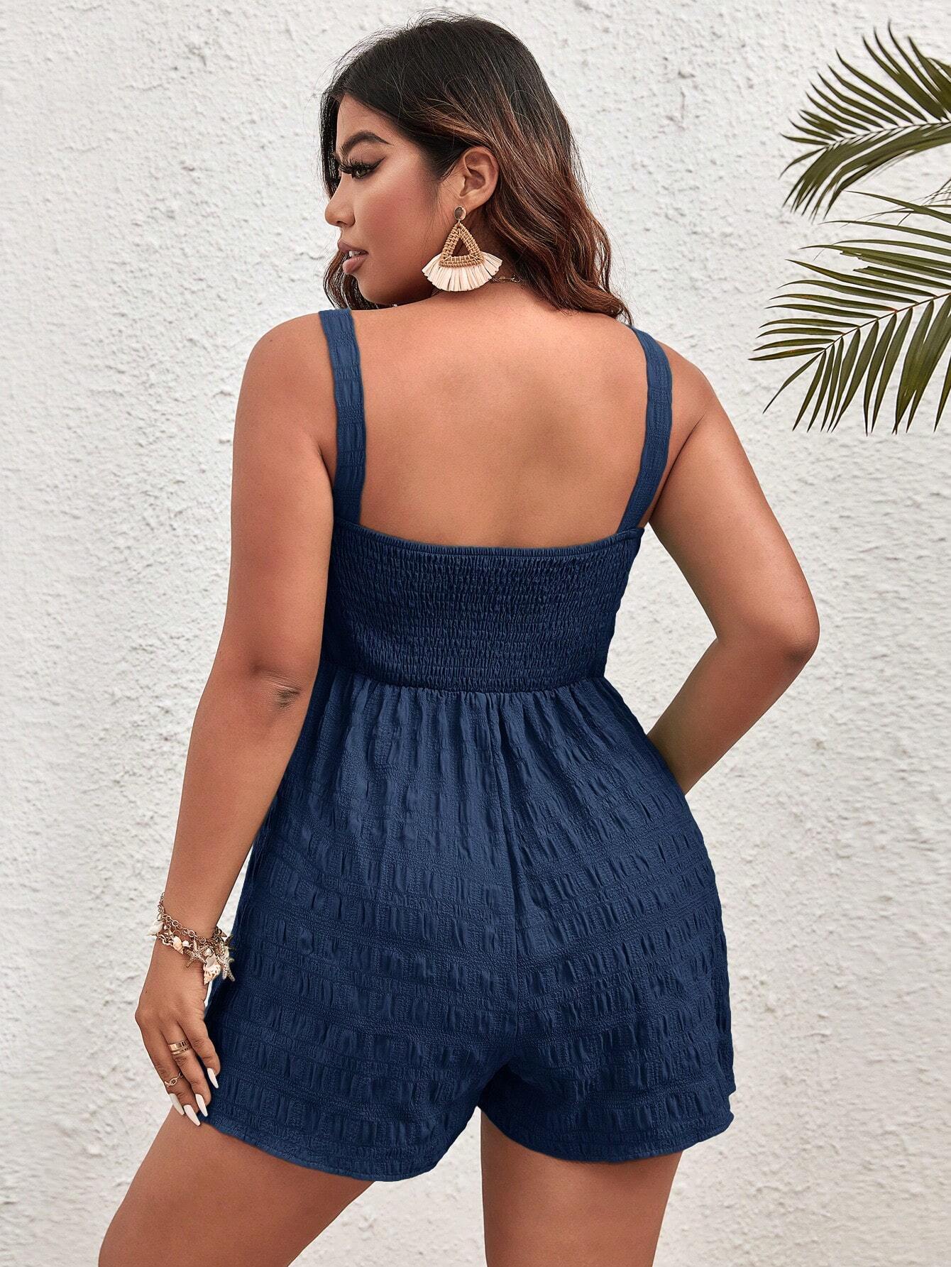 Macacão Casual de Verão com Nó Frontal Plus size - Lais