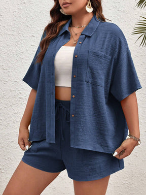 Conjunto Plus Size com Camisa de Manga Curta e Shorts - Gabriela