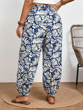 Calça Longa de Cintura Alta com Estampa Tropical - Renata