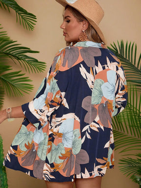 Conjunto Plus Size de Praia com Kimono e Shorts - Letícia