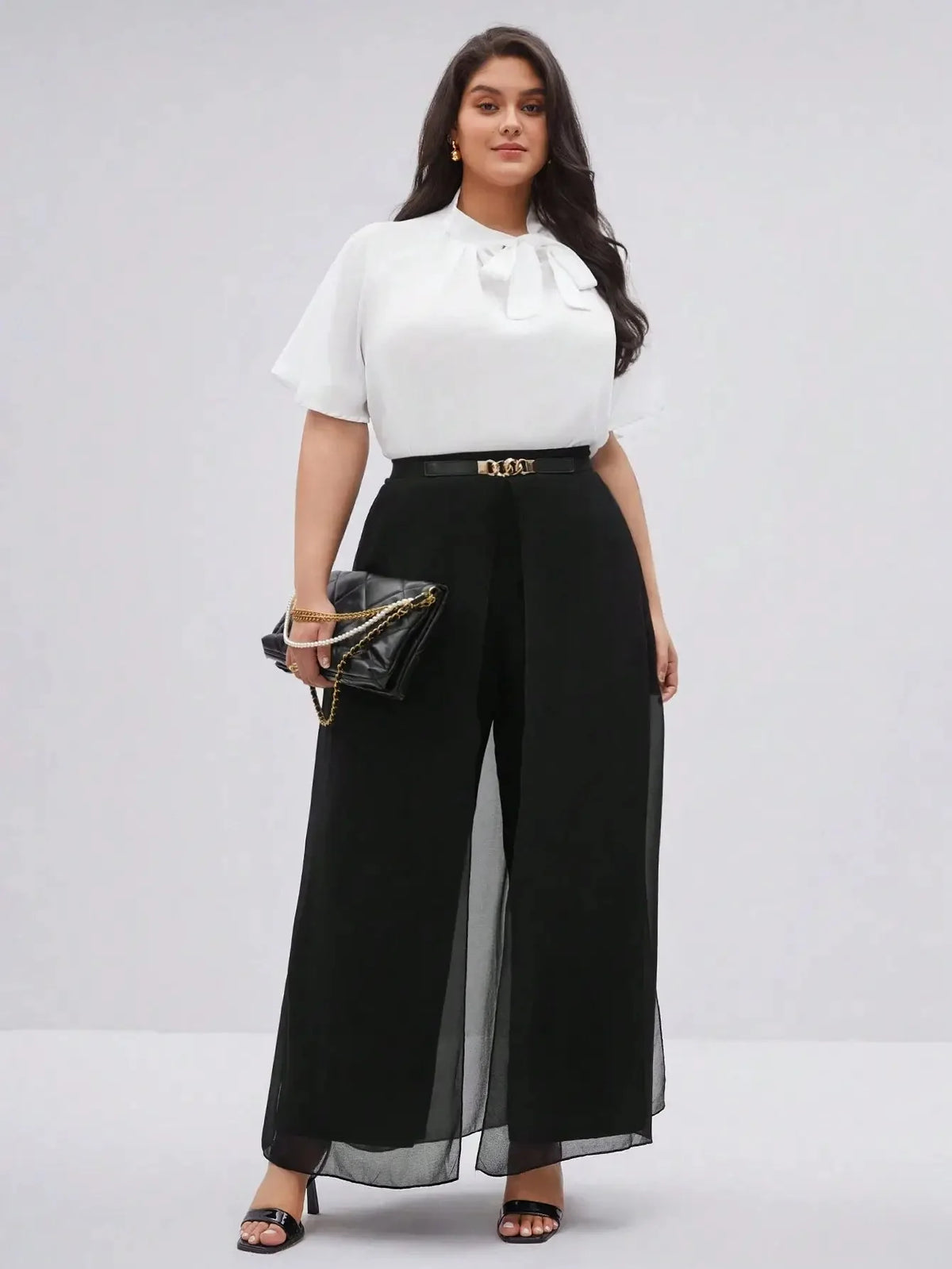 Calça De Malha Larga Plus Size - tassinitassinitassiniGCalça De Malha Larga Plus Size