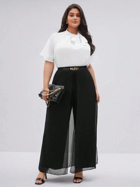 Calça De Malha Larga Plus Size - tassinitassinitassiniGCalça De Malha Larga Plus Size