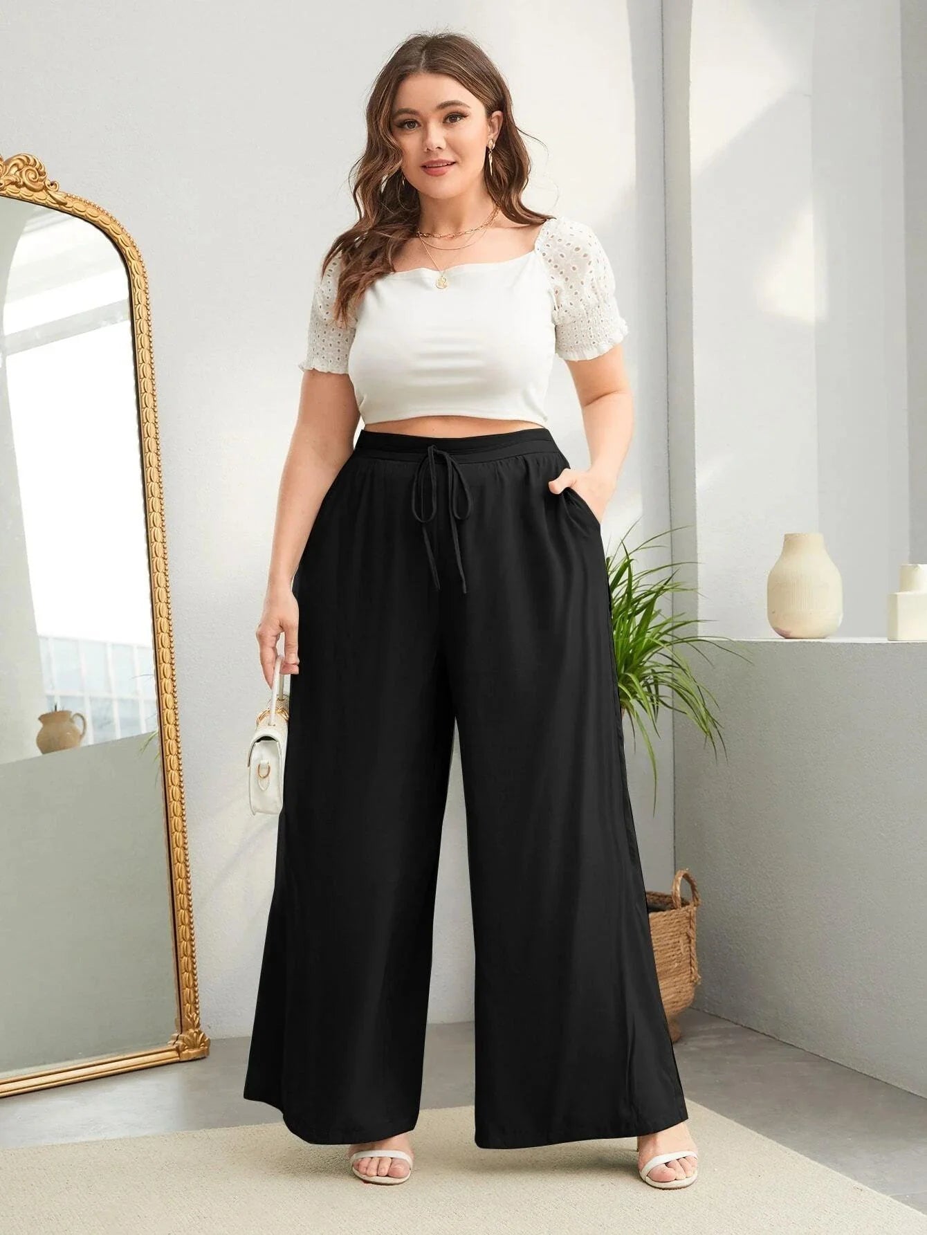 Calça Wide Feminina Plus Size - tassiniSKU_1713757460296_261tassinitassini(A088)1713757460296/936Calça Wide Femina VerdeGCalça Wide Feminina Plus Size